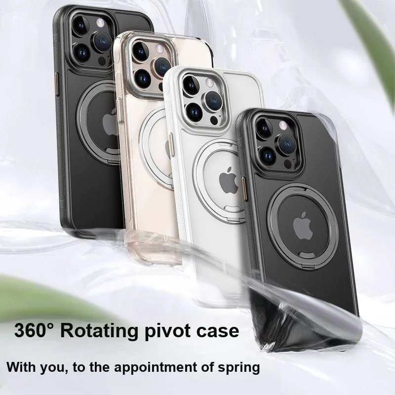 MOWEITU PC Material 360 Magnetic Stand Phone Cases Compatibility IPhone Apple 13/13 Pro/14/15/16 Solid Color-2