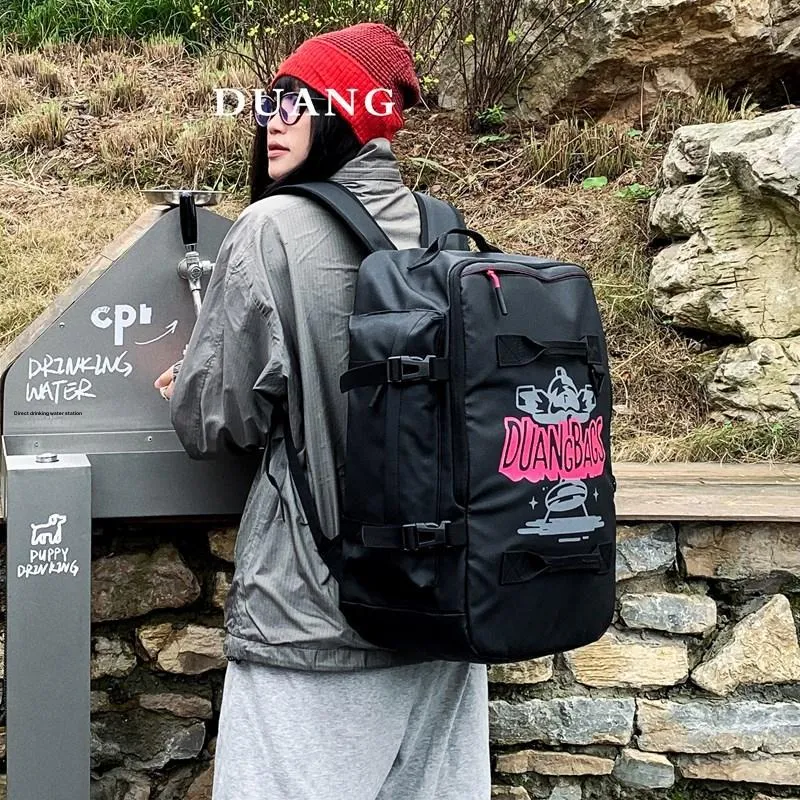 Meow In The Grass PU Backpack Unisex Black White Letter/Black Pink Letter/Black Blue Letter/Black Green Letter-10