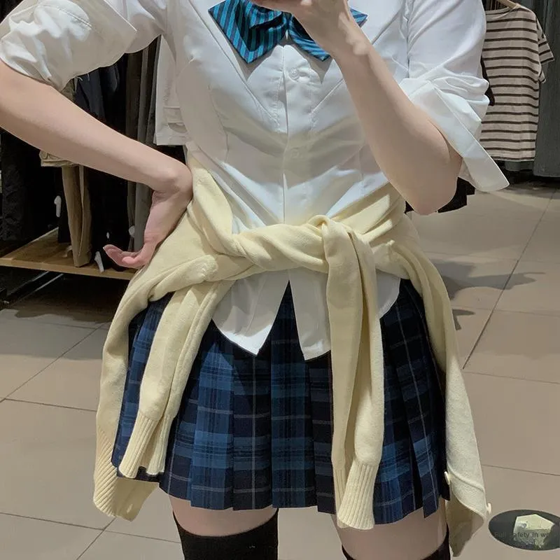 Tokyo Season Casual Short Skirts Women's Whale Fall, Plaid Skirt-17