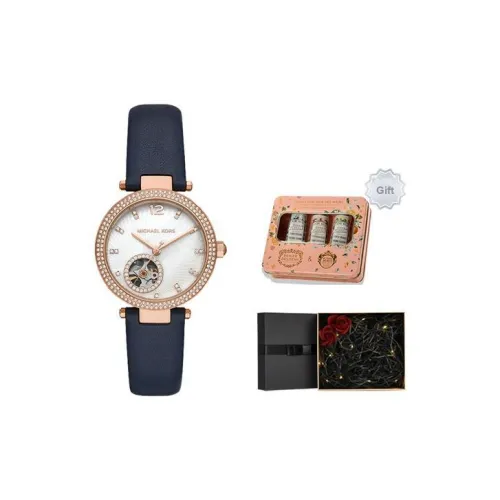 MICHAEL KORS Parker Collection Наручные часы Автоматический механический механизм Кожаный ремешок Белый циферблат Женские часы