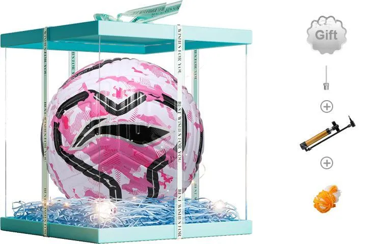 LiNing Size 5 Soccer TPU Machine Stitched Soccer Ball Unisex Rose Red-12