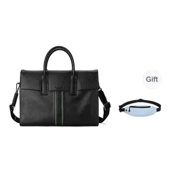 PIERRE CARDIN Cow Leather Administrative Briefcase Large Size Men's Black