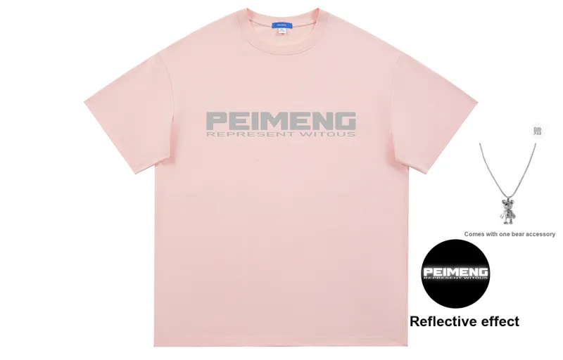 PEIMENG Short Sleeved T Shirts Unisex Comes With Necklace-25