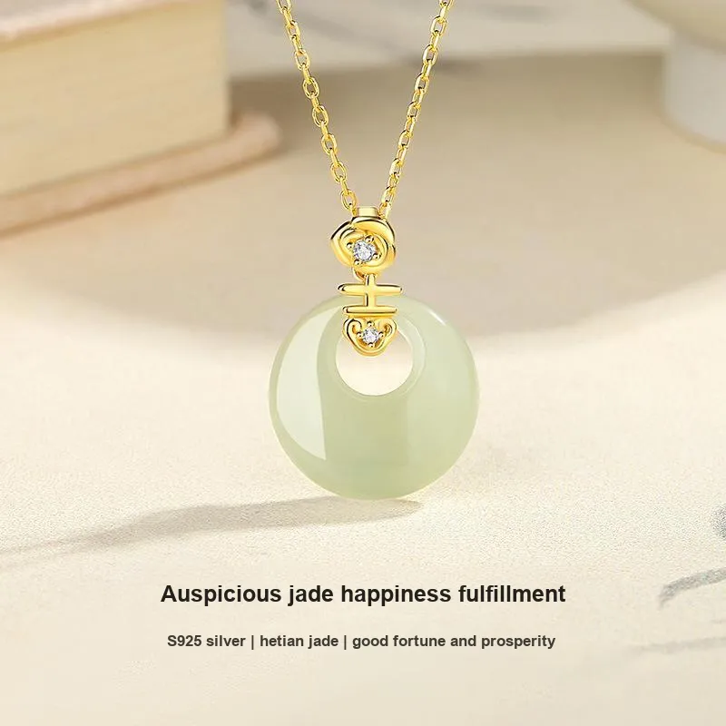 Andaozi Hetian Jade Necklaces Green Jade Women's-1