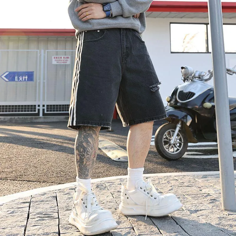 SONGS ALONG Denim Shorts Unisex Black-5