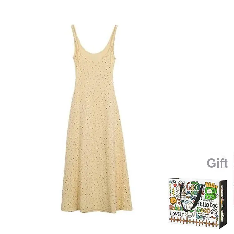 ZVJH Slip Dresses Women's Yellow Floral Dress Shopping Bag-1