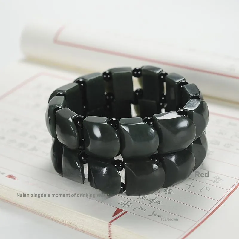 Shujie Hetian Jade Bracelets Green Jade Men's-5