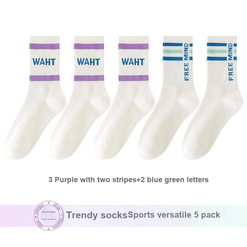 Lan Miao Mid Calf Socks Women's 5 Pack-11
