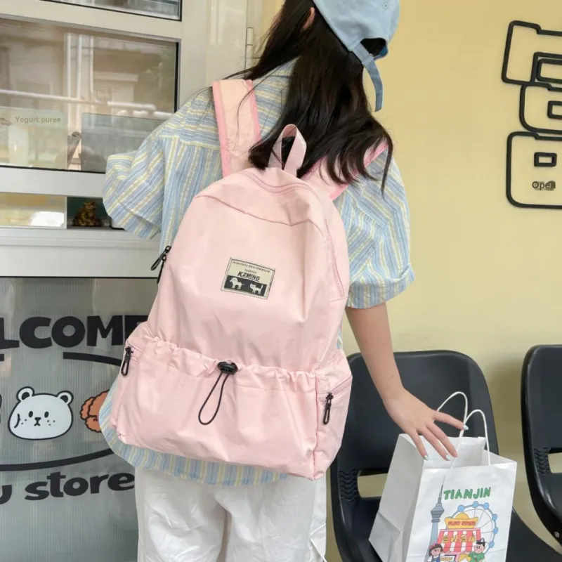 AIBAG Composite Cloth Backpack Unisex White/Black/Pink/Violet-10