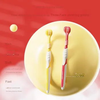LERC Three Sided Toothbrushes Wrapped Cleaning Soft Bristle Wide Tip 4 Pcs Pack/6 Pcs Pack