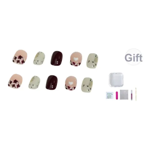 A Few More Cute Кремовый Shortbread Fingertips False Nail Короткий Квадрат And Круглый Красный Jump Color Cartoon