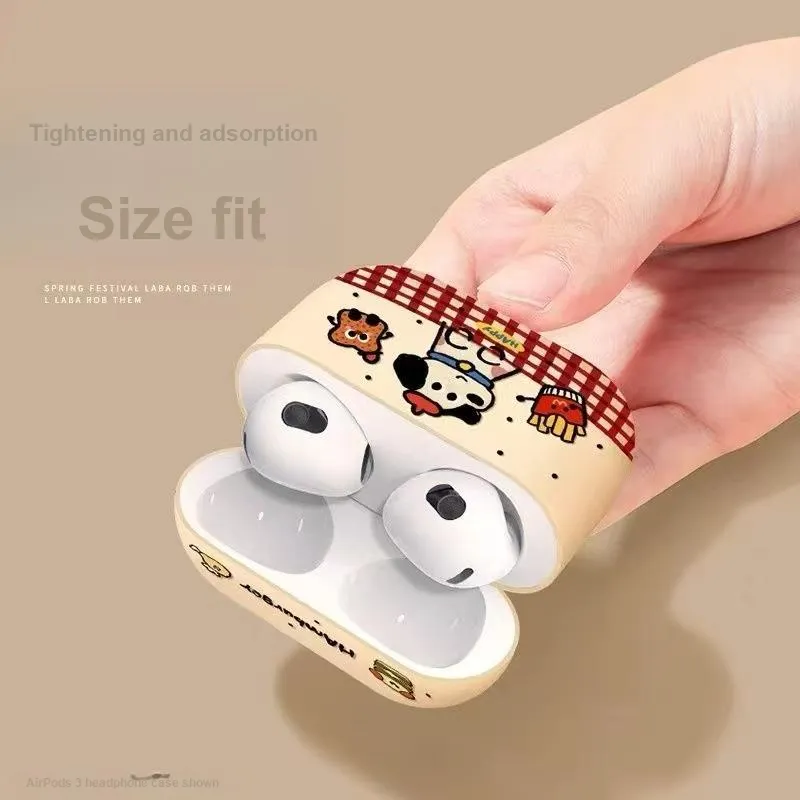 Beams Compatibility Airpods4/3/Pro/Pro2 Silicone Cute Cartoon French Fries With Fried Chicken Puppy Headphone Cases-2