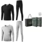 2-Piece Underwear Set (Black+Light Heather Gray) Thickened and Fleece-Lined/Classic Round Neck/Easy Access Door Lock