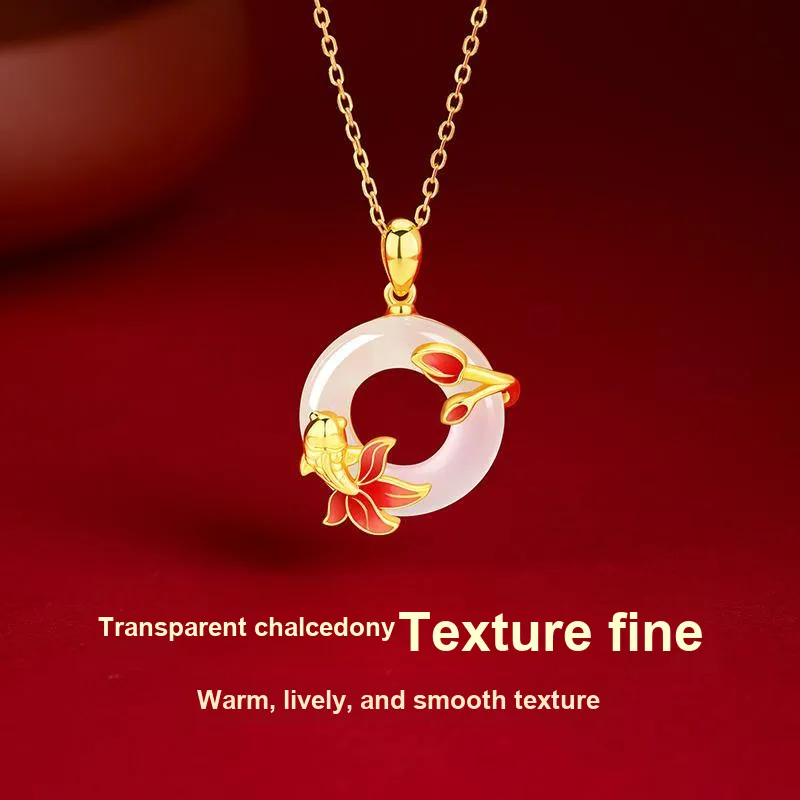 Central Fashion Natural Chalcedony Necklaces Women's-3