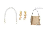 Coach Mollie 1.4cm Wide Pearl Chain 40cm+Gold-Tone Pig Nose Chain 7cm[2 Pack]