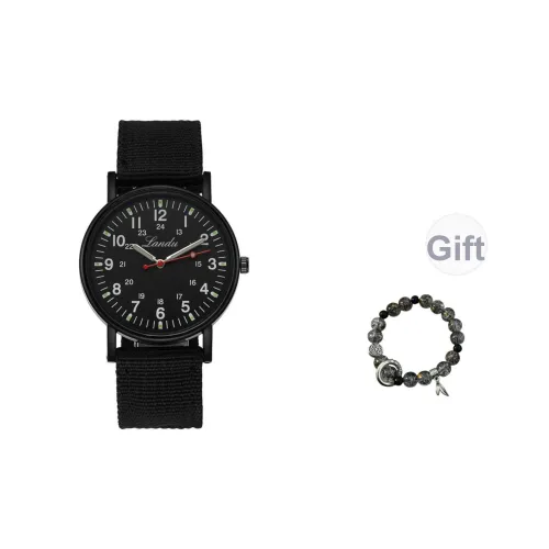 LANDU Кварцевый механизм холст ремешок мужские часы зеленый циферблат