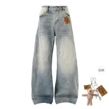 HOKLV Jeans Unisex Blue