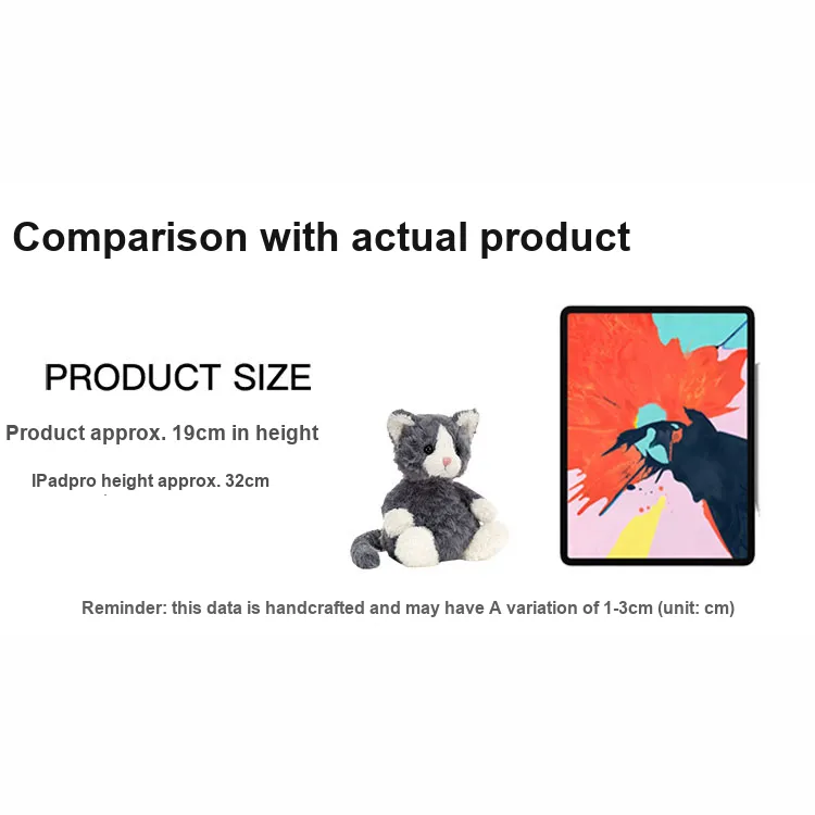 JELLYCAT Cat Collection Animal Mitten Kitten Dark Gray Dolls Plush Doll 19cm Height-2