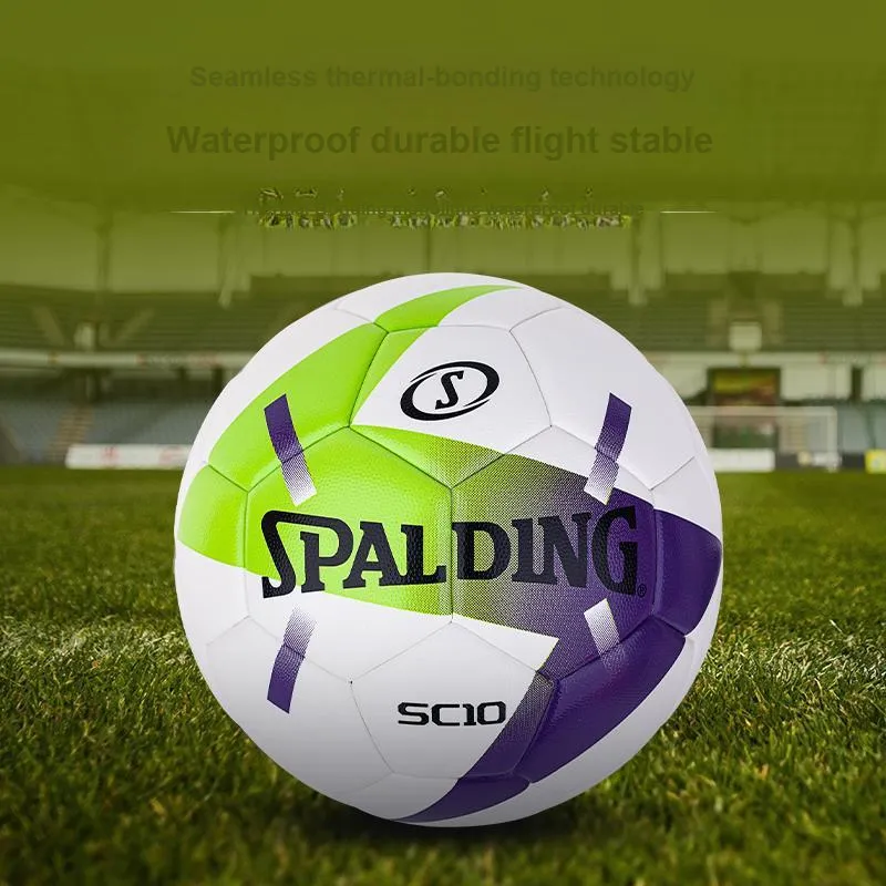 SPALDING SC10 Series Size 5 Soccer PU Seamless Thermal bonding Unisex White Green Blue-5