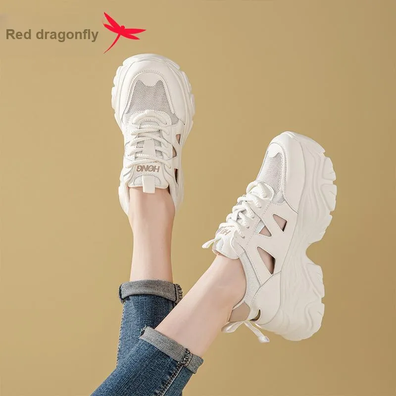 RED DRAGONFLY Breathable Coverage, Impact Resistant, Height Increasing Low Top Casual Shoes Women's Ecru-2