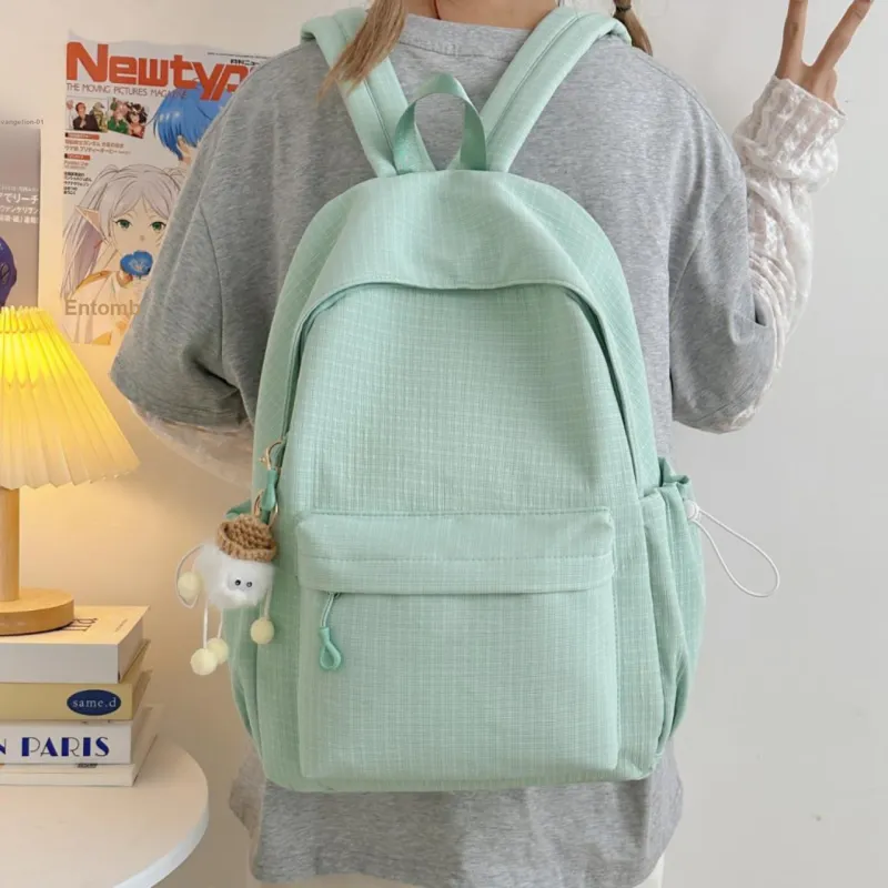 AIBAG Nylon Backpack Unisex White/Black/Pink/Green/Blue-22
