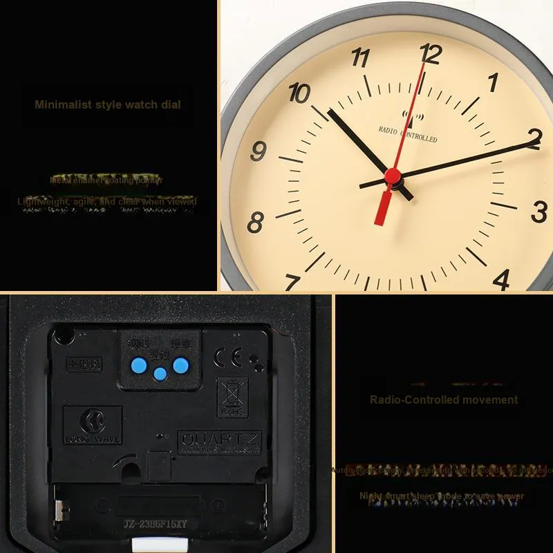 HENSE Radio Movement Metal Desk Clock Unisex Yellow Watch Dial HD292-3