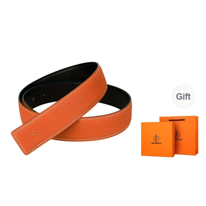 Jaylen Oos Headless H Buckle Smooth Buckle Unique Design Double Sided Top Grain Cow Leather Leather Belts Men's-20