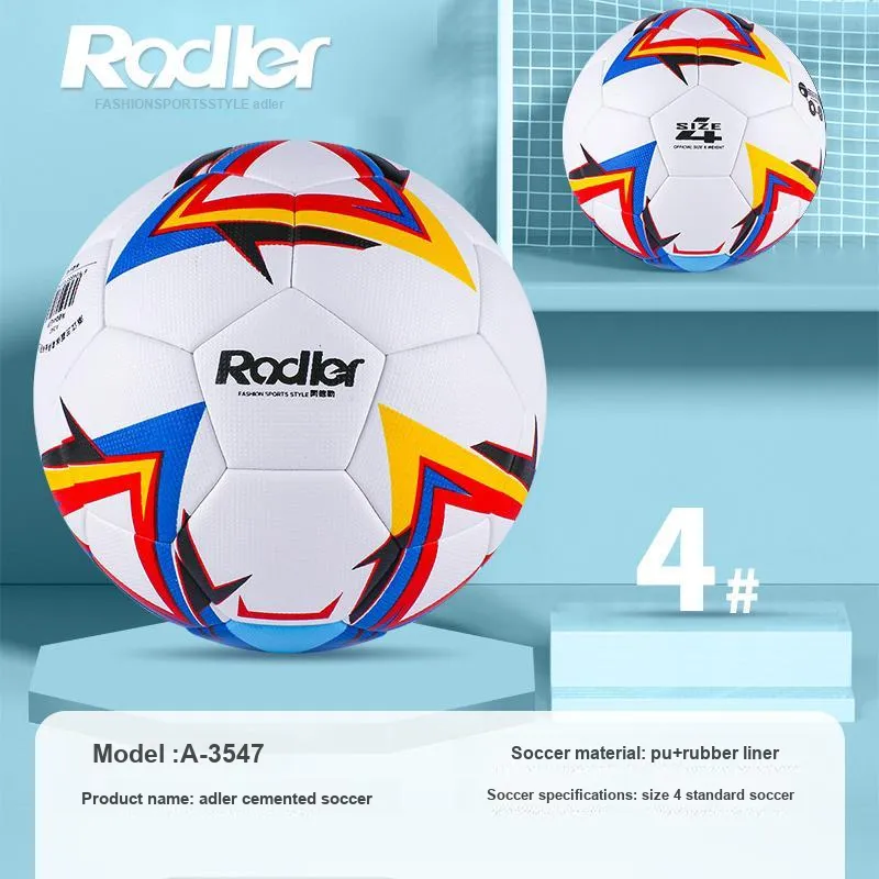 RADLER Size 4 Soccer PU Machine Stitched Soccer Ball Unisex White Blue Yellow Red-2