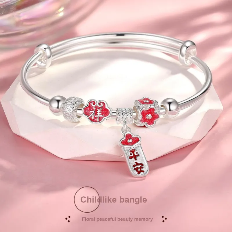 LAOMIAO 990 Fine Silver Bangles Women's-1