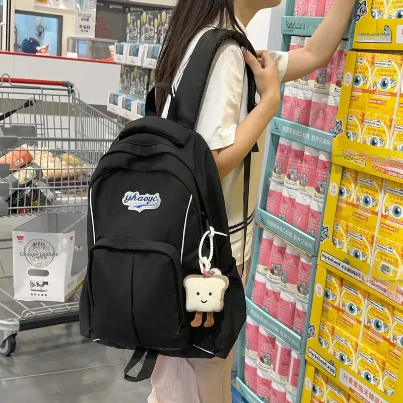 Alcohol Dragon Nylon Backpack Unisex Black/Brown & Light Blue/Pink/Gray-13