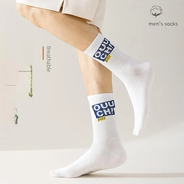 H YXIANG Mid Calf Socks Men's 5 Pack-3