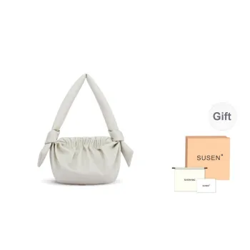 SUSEN Genuine Leather Cloud Bag Crossbody Bag Shoulder Bag Small Size Women's Beige Red/Dark Green/Purple/Yellow