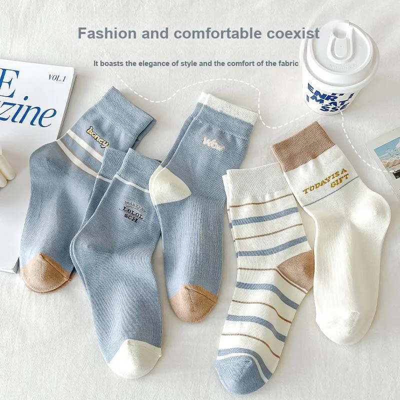 Lan Miao Mid Calf Socks Women's 5 Pack-12