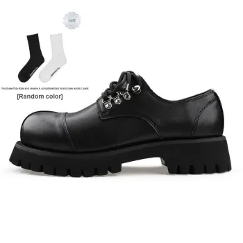 HANQIAORIJI Black Blood Series Casual Leather Shoes Unisex Black