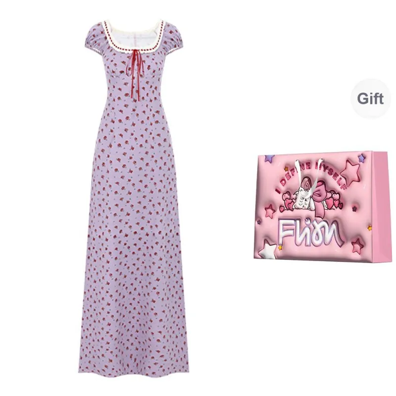 FLIM Short Sleeved Dress Women's Purple-4
