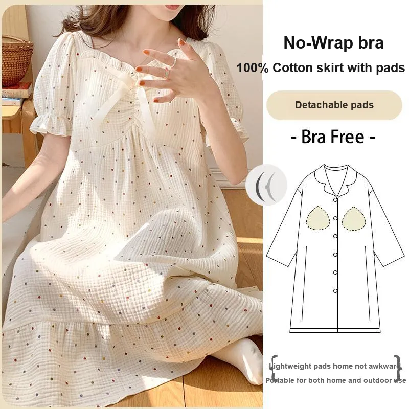 YUZHAOLIN Nightgown Women's Apricot-1