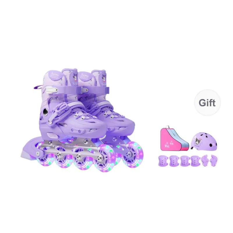 MESUCA Inline Skates Kids' Shoe Size Adjustable Purple-5