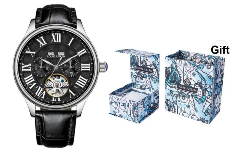 LOUIE JUELEN Automatic Mechanical Movement Watch Men's Watches Silver Dial-6