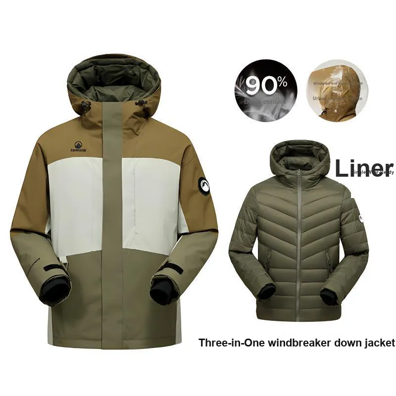 Yalu Parka Outdoor Casual Liner Can Be Worn Alone 3 in 1 Coat Down Jacket Unisex-0