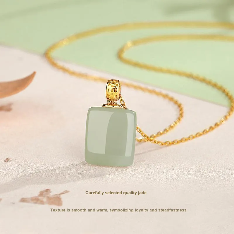 WEITIANXUAN Hetian Jade Necklaces Green Jade Unisex-2
