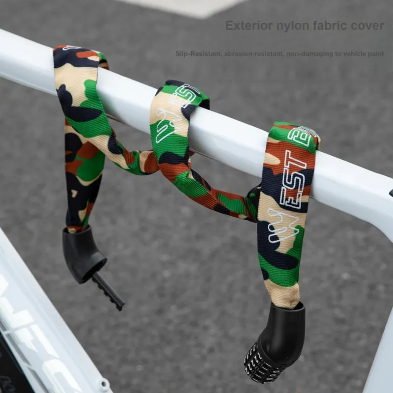 WEST BIKING Bicycle Locks Anti Pick Anti Rust Protective Adjustable Chain Lock-16