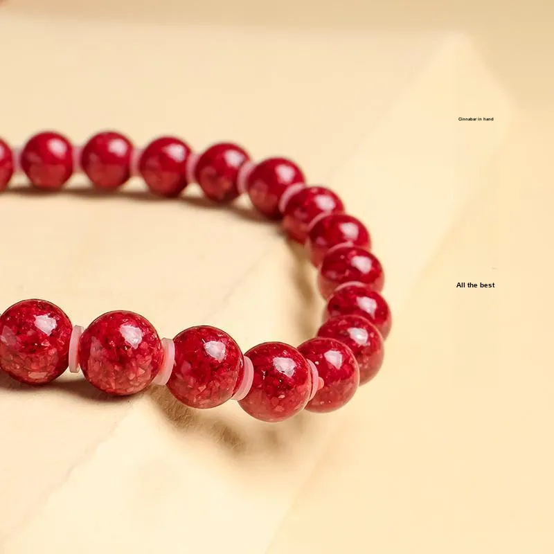 With The Heart Of The Jade Reconstructed Cinnabar Bracelets Unisex-2