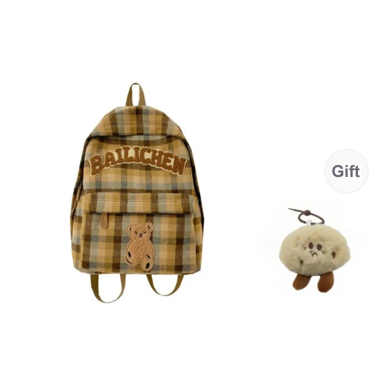BRABOSTON Woolen Backpack Unisex Blue Orange/Beige Coffee Plaid/Red Blue Plaid/Coffee Khaki Plaid/Khaki Plaid-12