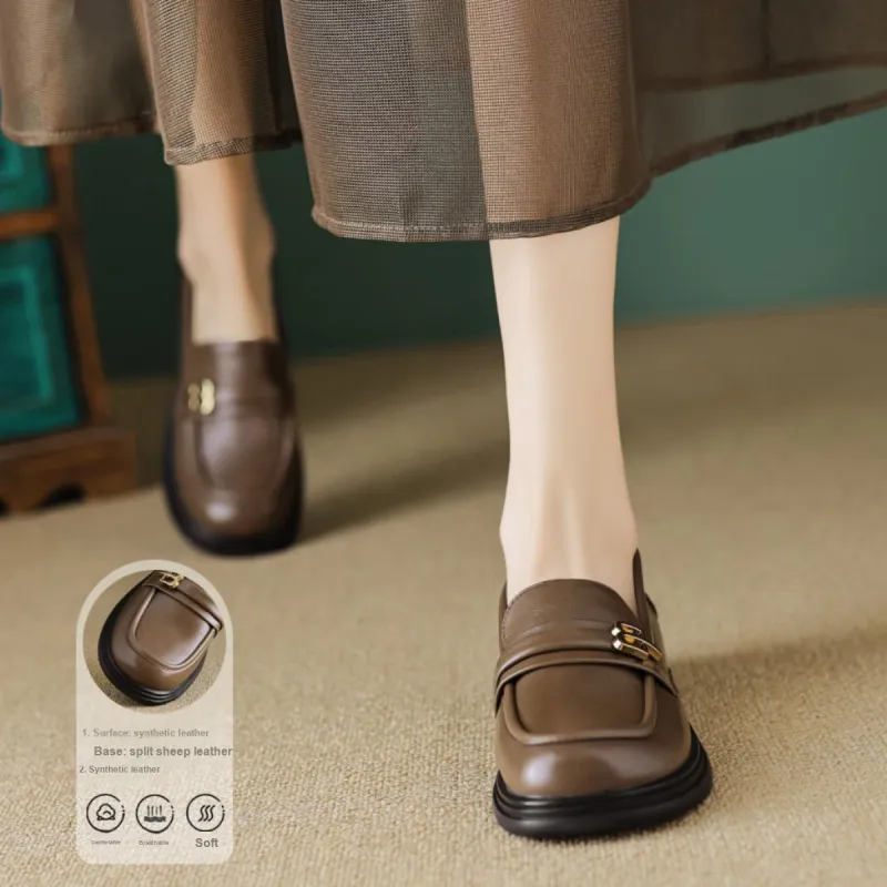 【dme】 Loafers 3.5cm Women's Khaki-2