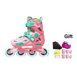 Princess Pink 8-Wheel Light-Up+Roller Skate Backpack+TLevel 7 Helmet Protective Gear 7-Piece Set