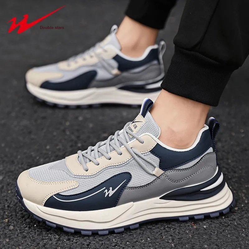 Binary Low Top Running Shoes Men's Gray Blue-6