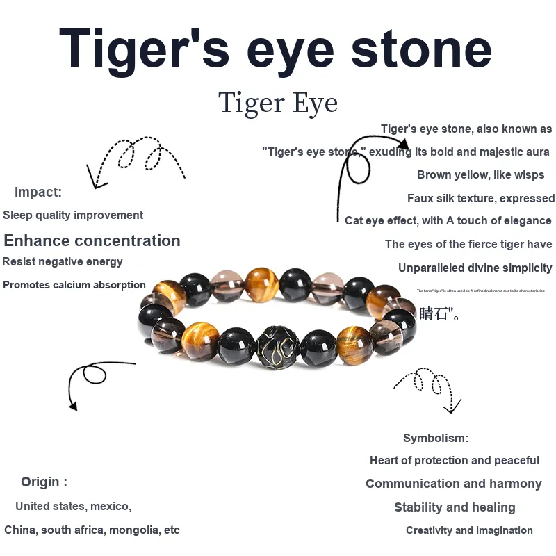 Welcome To The Treasure Tiger's Eye Stone Bracelets Unisex-1