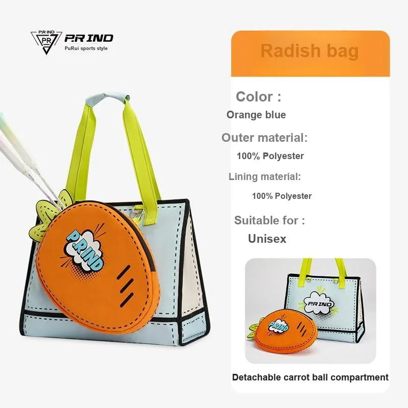 P.R IND x NANJINGLUOBO Badminton Racket Bags 2 Pcs Fashion Trend Shoulder Bag Orange Blue Unisex-2