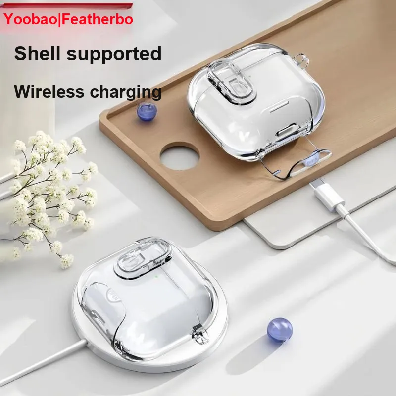 Yoobao Compatibility AirPods4 TPU Transparent Lock With Instant Stands Impact Resistant Headphone Set-5