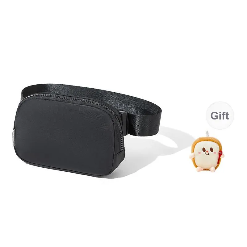 BOSTANTEN Fabric Fanny Pack Sling Bags Small Size Unisex Black/Gray-0